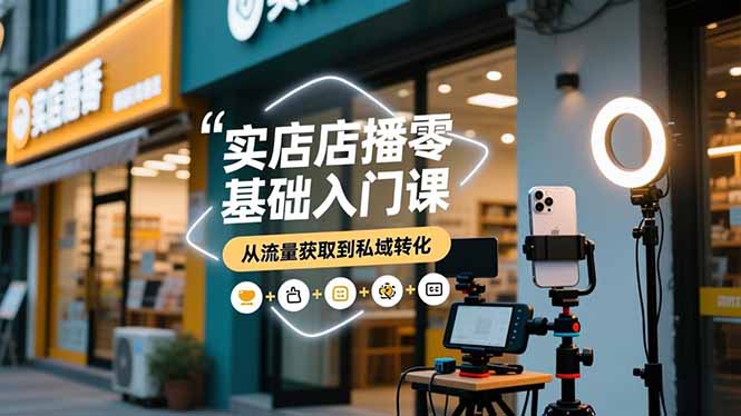 实体店播零基础入门课,实体店+短视频+直播+微信生态+私域社群,从流量获取到私域转化-泱泱学习社