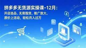 拼多多无货源实操课-12月：开店选品、无需囤货、推广放大、原价上活动，轻松月入过万-泱泱学习社