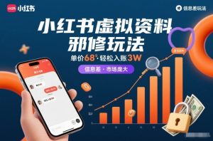 小红书虚拟资料邪修玩法，单价68，轻松入账3W，信息差玩法，市场庞大-泱泱学习社