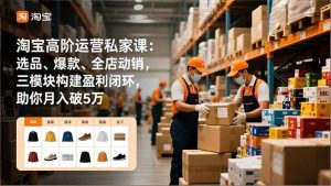 淘宝高阶运营私家课:选品、爆款、全店动销,三模块构建盈利闭环,助你月入破5万-泱泱学习社