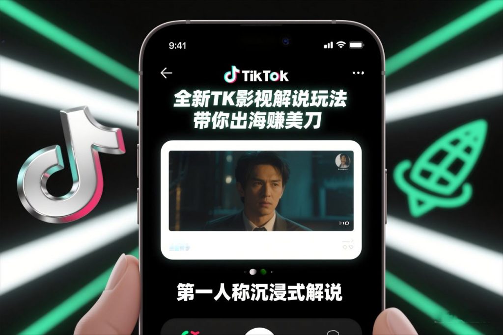 TikTok第一人称影视解说教学，全新TK影视解说玩法，带你出海賺美刀-泱泱学习社