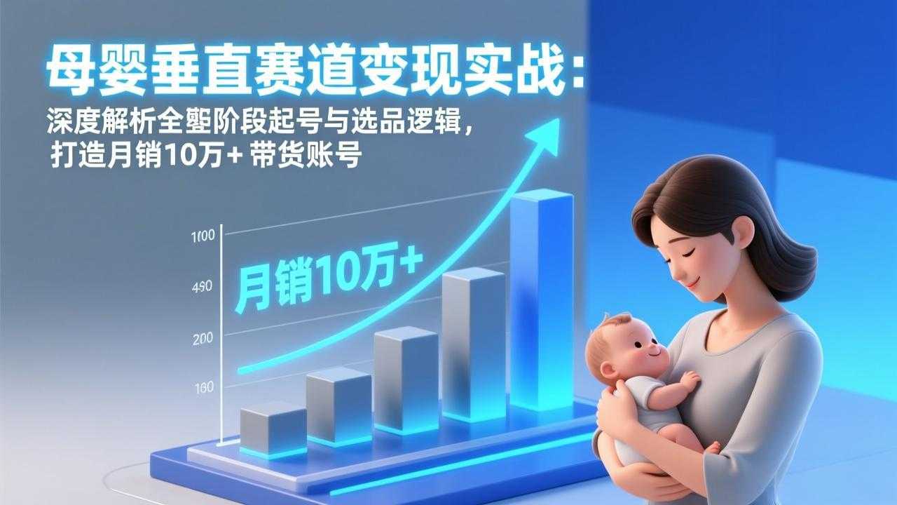 母婴垂直赛道变现实战：深度解析三大阶段起号与选品逻辑，打造月销10万+带货账号-泱泱学习社