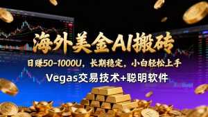 【海外美金AI搬砖】Vegas交易技术+聪明软件，日赚50-1000U，长期稳定，小白轻松上手。-泱泱学习社