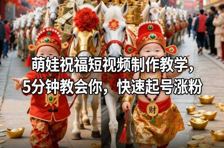 萌娃祝福短视频制作教学，5分钟教会你，快速起号涨粉-泱泱学习社