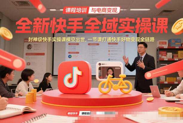 全新快手全域实操课，封神级快手实操课横空出世，一节课打通快手好物变现全链路-泱泱学习社