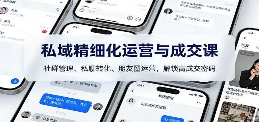 图片[1]-私域精细化运营与成交课：社群管理、私聊转化、朋友圈运营，解锁高成交密码-泱泱学习社