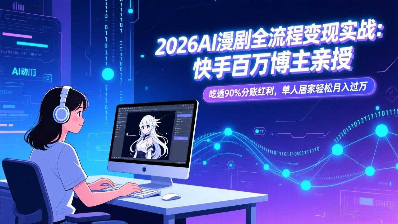 2026AI漫剧全流程变现实战：快手百万博主亲授，吃透90%分账红利，单人居家轻松月入过万-泱泱学习社