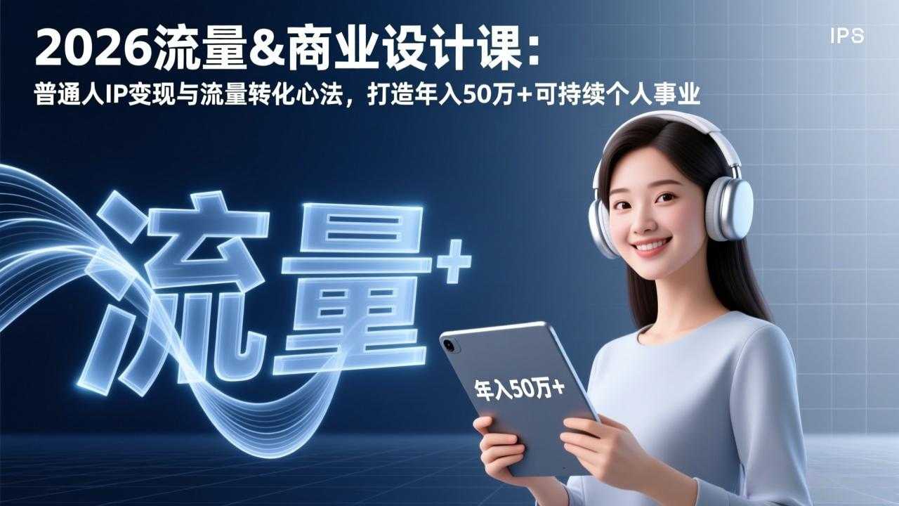 2026流量&商业设计课：普通人IP变现与流量转化心法，打造年入50万+可持续个人事业-泱泱学习社