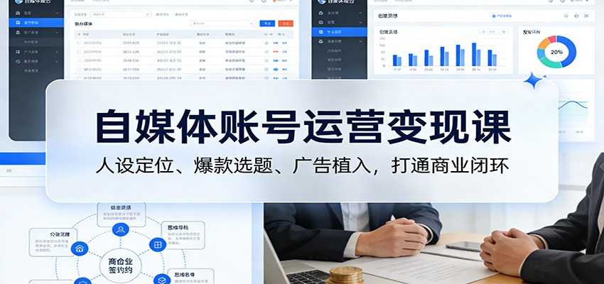图片[1]-自媒体账号运营变现课：人设定位、爆款选题、广告植入，打通商业闭环-泱泱学习社