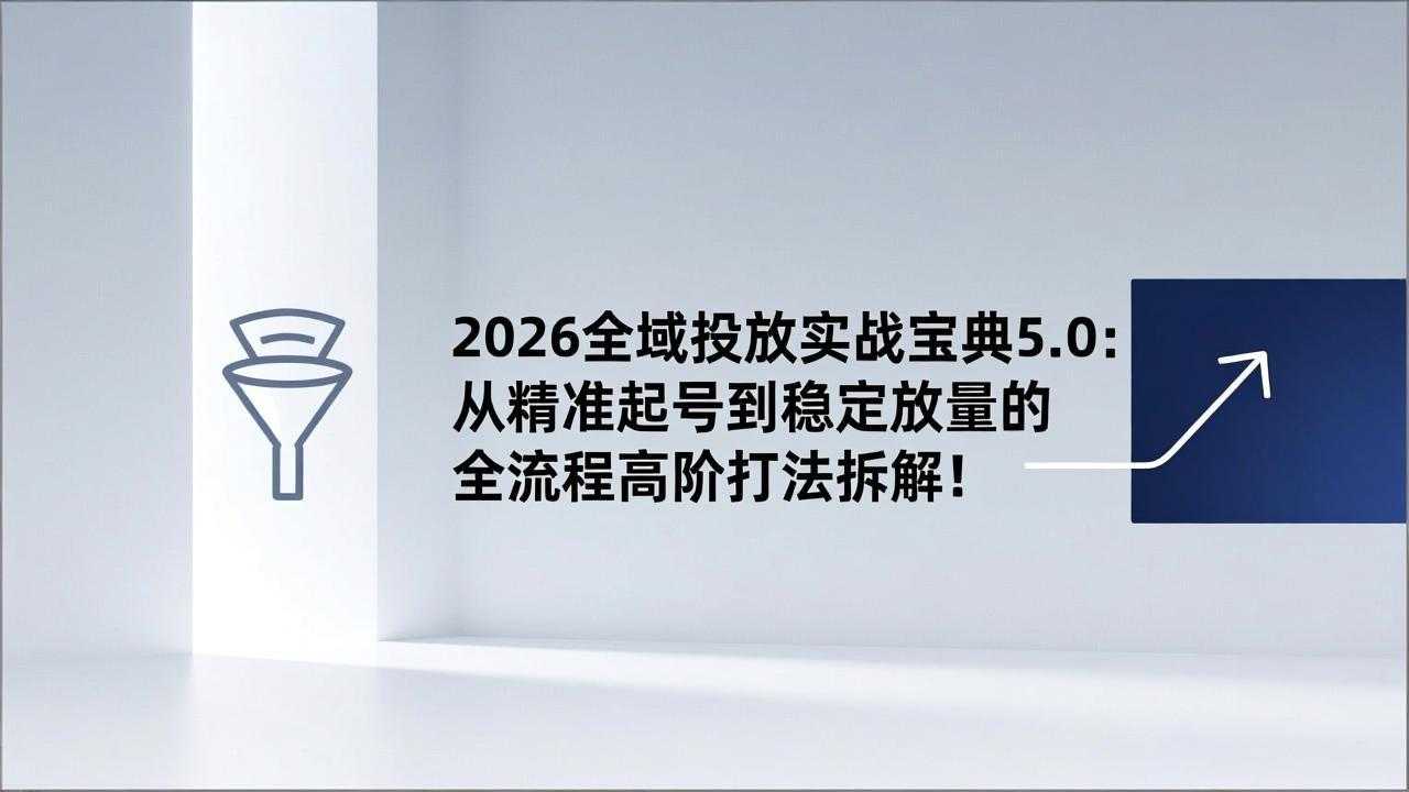 2026全域投放实战宝典5.0：从精准起号到稳定放量的全流程高阶打法拆解！-泱泱学习社
