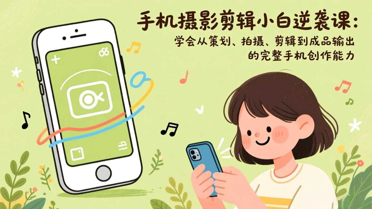 手机摄影剪辑小白逆袭课：学会从策划、拍摄、剪辑到成品输出的完整手机创作能力-泱泱学习社