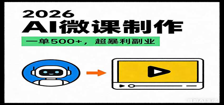 2026AI 风口最稳副业：微课代写制作，一单 500+，人人可做的蓝海项目-泱泱学习社