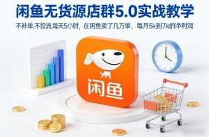 闲鱼无货源店群5.0实战教学，不补单，不投流，每天5小时，在闲鱼卖了几万单，每月5k到7k的净利润-泱泱学习社