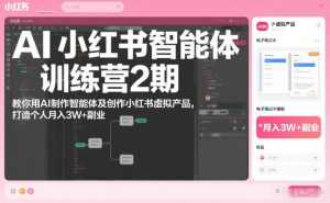 AI小红书智能体训练营2期，教你用AI制作智能体及创作小红书虚拟产品，打造个人月入3W+副业(完结)-泱泱学习社