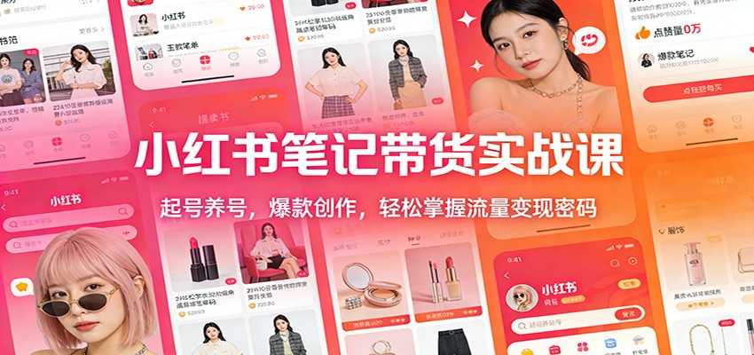 小红书笔记带货实战课：起号养号，爆款创作，轻松掌握流量变现密码-泱泱学习社