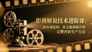 影视解说技术进阶课：一套市场化的、从文案到成片的完整内容生产方法-泱泱学习社