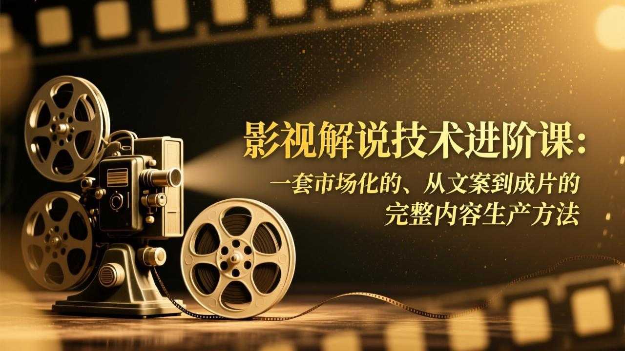 影视解说技术进阶课：一套市场化的、从文案到成片的完整内容生产方法-泱泱学习社
