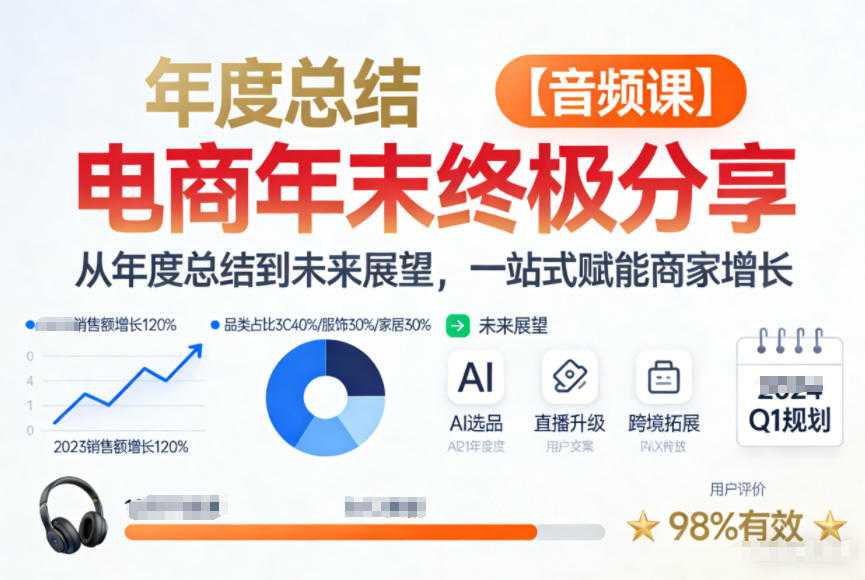 电商年未终极分享，从年度总结到未来展望，一站式赋能商家增长【音频课】-泱泱学习社