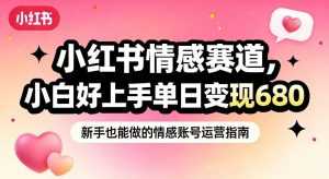 小红书情感赛道，抓准女性情绪刚需，小白好上手单日变现680-泱泱学习社