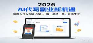 2026 副业首选！AI 代写日入 300-800，普通人0门槛，做一单结一单！-泱泱学习社