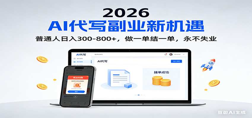 2026 副业首选！AI 代写日入 300-800，普通人0门槛，做一单结一单！-泱泱学习社