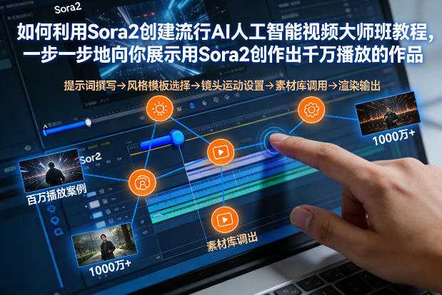 如何利用Sora2创建流行AI人工智能视频大师班，一步一步地向你展示用Sora2创作出千万播放的作品-泱泱学习社