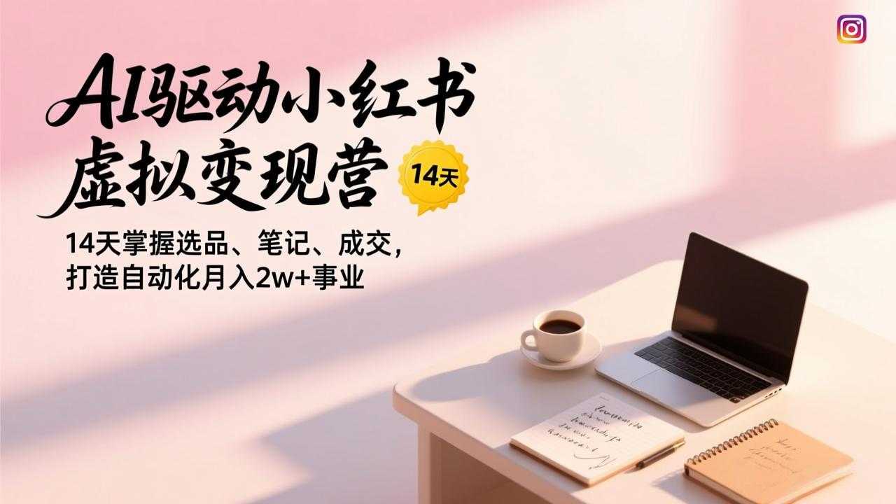 AI驱动小红书虚拟变现营，14天掌握选品、笔记、成交，打造自动化月入2w+事业-泱泱学习社
