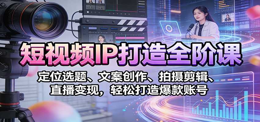 短视频IP打造全阶课：定位选题、文案创作、拍摄剪辑、直播变现，轻松打造爆款账号-泱泱学习社