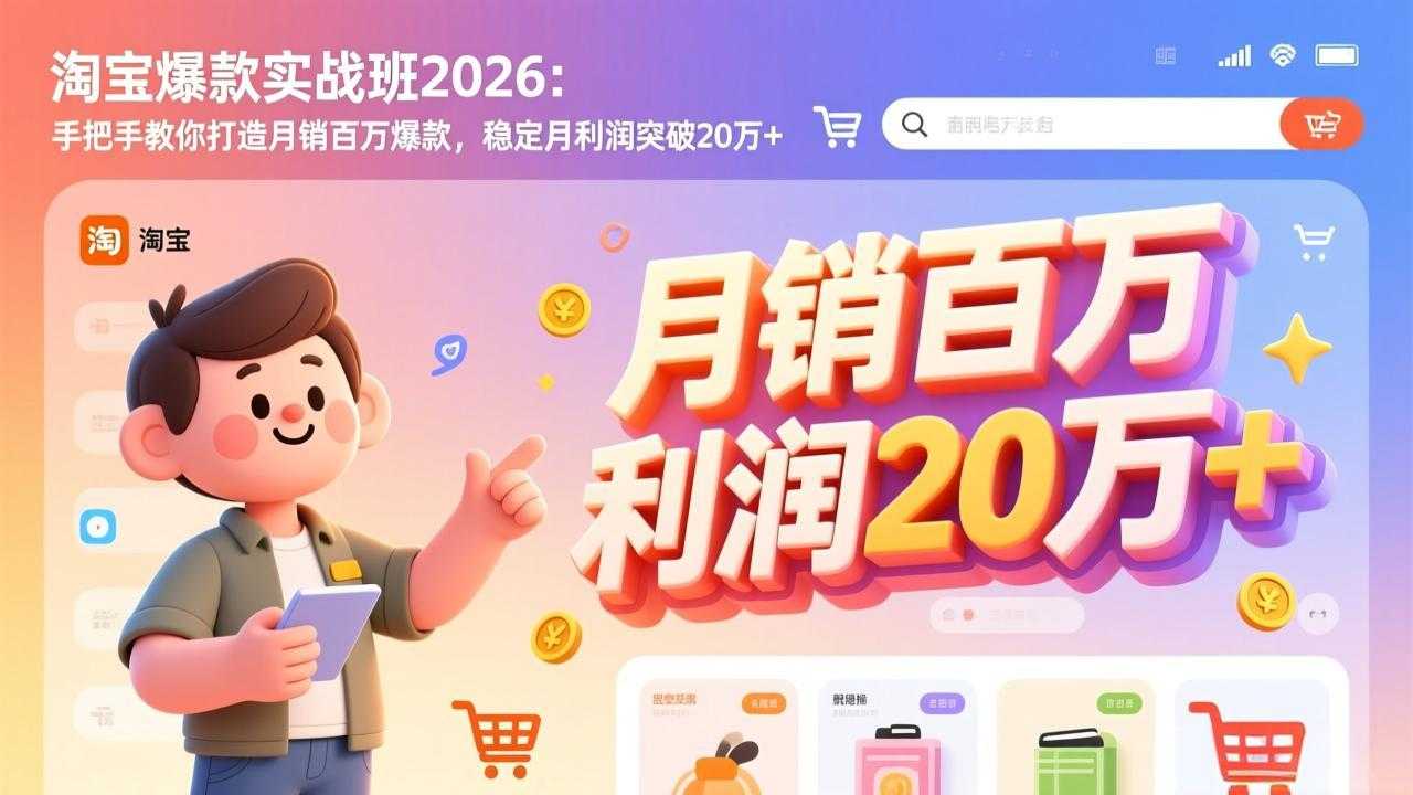 淘宝爆款实战班2026：手把手教你打造月销百万爆款，稳定月利润突破20万+-泱泱学习社