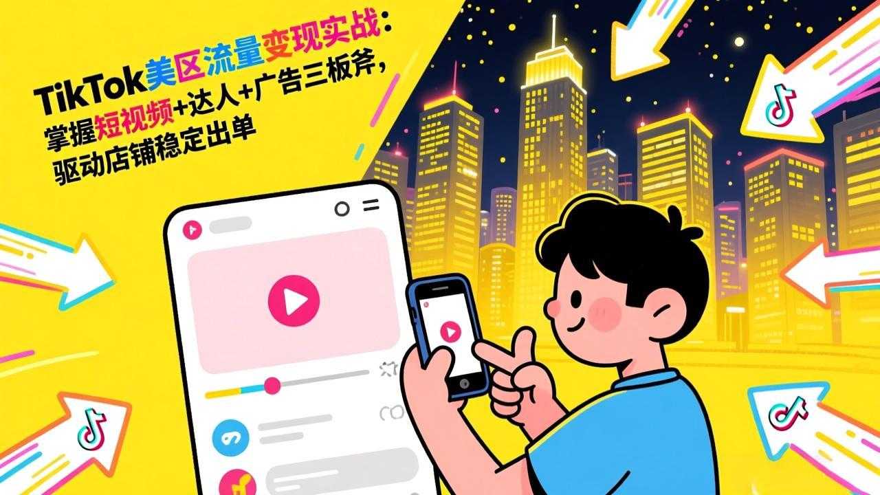 TikTok美区流量变现实战：掌握短视频+达人+广告三板斧，驱动店铺稳定出单-泱泱学习社