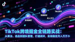 TikTok跨境掘金全链路实战：从算法、选品到团队管理，打通闭环，实现稳定月入万刀-泱泱学习社