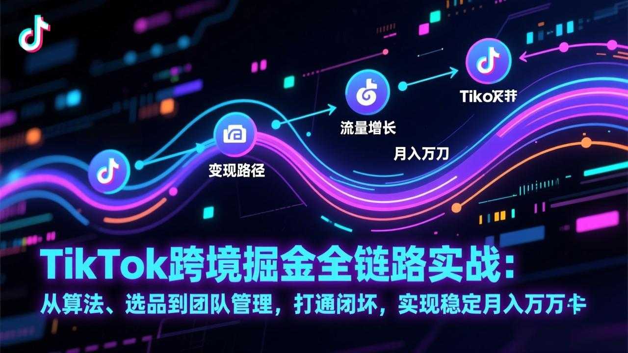 TikTok跨境掘金全链路实战：从算法、选品到团队管理，打通闭环，实现稳定月入万刀-泱泱学习社