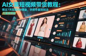 AI女装短视频带货教程：博主7天狂賺2W佣金，手把手复刻玩法，可直接照搬-泱泱学习社
