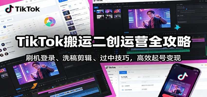 图片[1]-TikTok搬运二创运营全攻略：刷机登录、洗稿剪辑 、过中技巧，高效起号变现-泱泱学习社