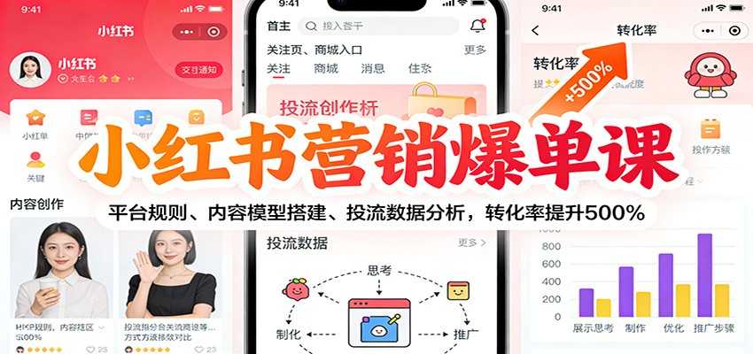 图片[1]-小红书营销爆单课：平台规则、内容模型搭建、投流数据分析，转化率提升500%-泱泱学习社