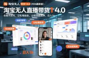 淘宝无人直播带货14.0(2026最新版)：合规不封号，公私域结合，玩法超简单，日入1k+【揭秘】-泱泱学习社