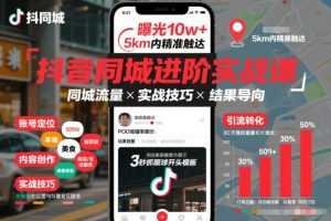 抖音同城进阶实战课，助你同城流量拿到结果-泱泱学习社
