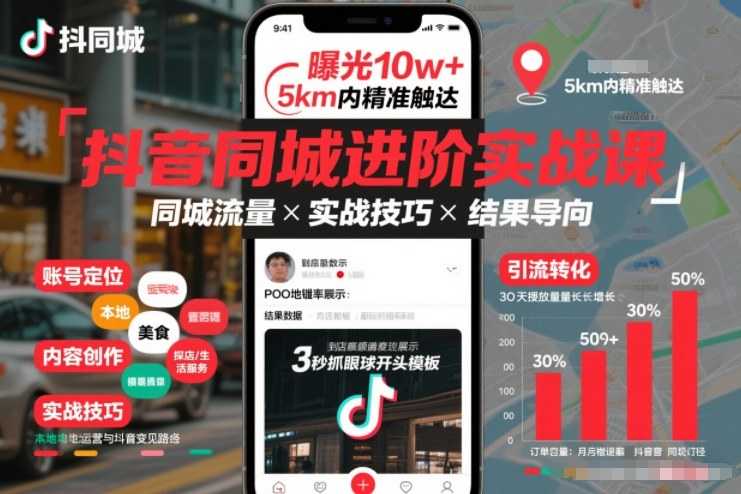抖音同城进阶实战课，助你同城流量拿到结果-泱泱学习社