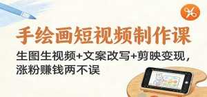 手绘画短视频制作课：生图生视频+文案改写+剪映变现，涨粉赚钱两不误-泱泱学习社