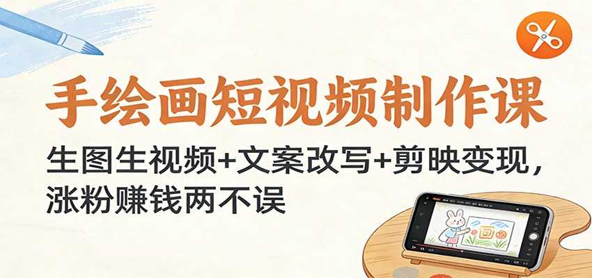 图片[1]-手绘画短视频制作课：生图生视频+文案改写+剪映变现，涨粉赚钱两不误-泱泱学习社