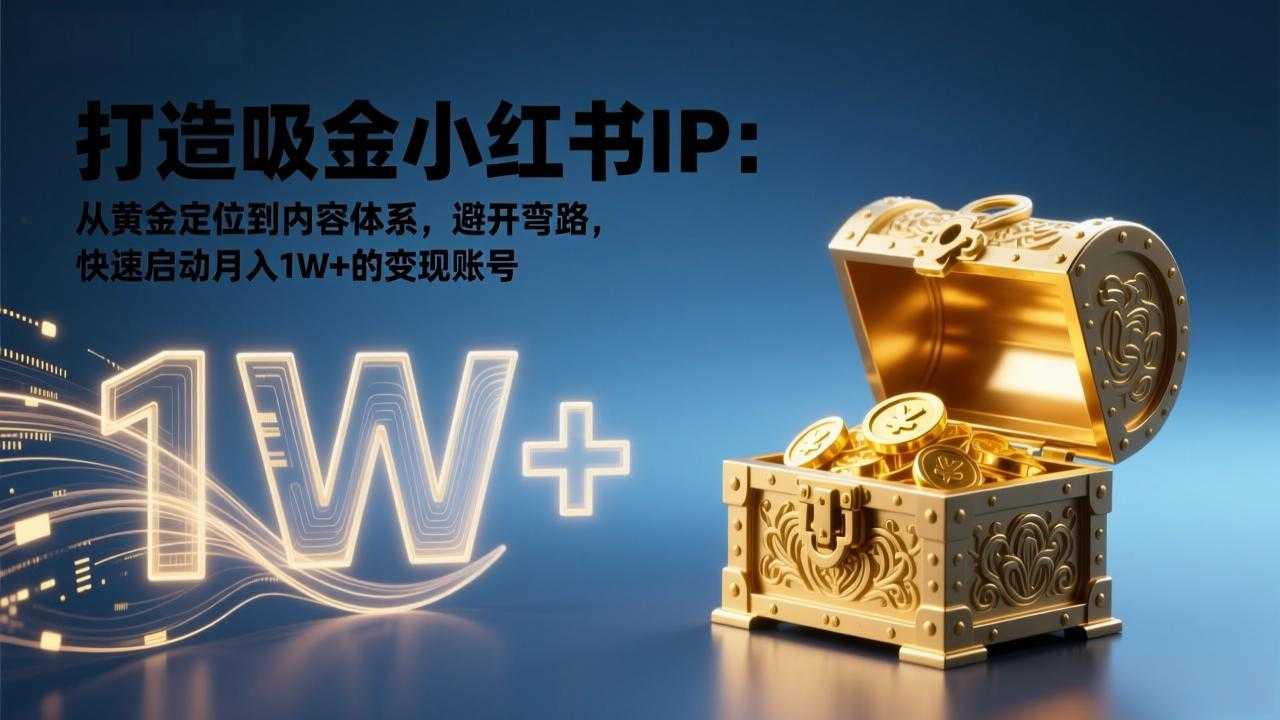 打造吸金小红书IP：从黄金定位到内容体系，避开弯路，快速启动月入1W+的变现账号-泱泱学习社