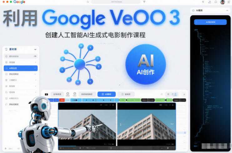 利l用Google Veo 3创建人工智能AI生成式电影制作课程，使用人工智能的力量创建令人惊叹的视频-泱泱学习社