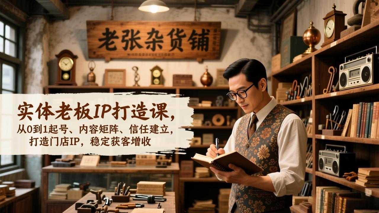 实体老板IP打造课，从0到1起号、内容矩阵、信任建立，打造门店IP，稳定获客增收-泱泱学习社