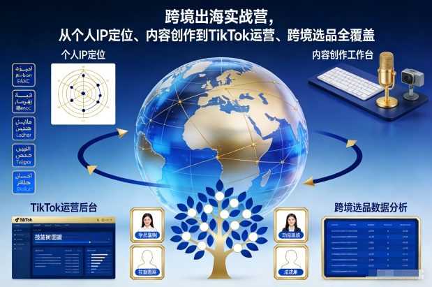 跨境出海实战营，从个人IP定位、内容创作到TikTok运营、跨境选品全覆盖-泱泱学习社