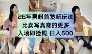 26年男粉首发最新3.0玩法，独此一家，比卖写真賺的更多，入场即捡钱，日入5张【揭秘】-泱泱学习社