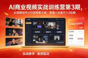 AI商业视频实战训练营第3期，从视频创作小白到商单大神，普通人也能月入5位数-泱泱学习社