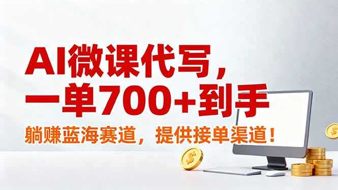 AI微课代写，一单700+到手，躺赚蓝海赛道，提供接单渠道！-泱泱学习社