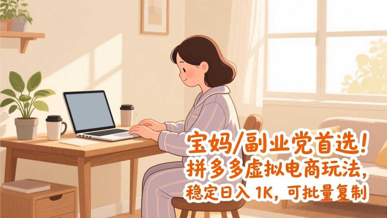 宝妈 / 副业党首选！拼多多虚拟电商玩法，稳定日入 1K，可批量复制-泱泱学习社