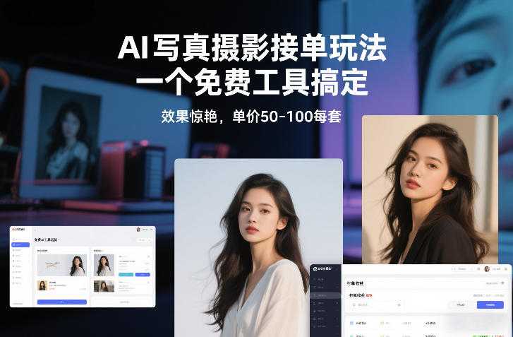 AI写真摄影接单玩法，一个免费工具搞定，效果惊艳，单价50-100每套-泱泱学习社