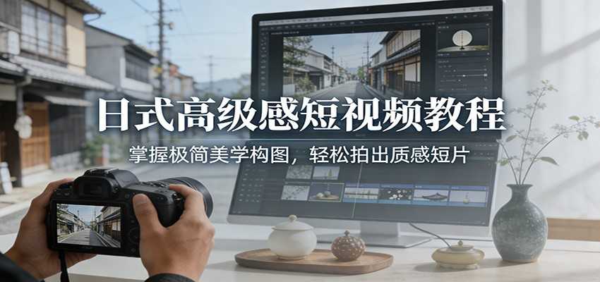 日式高级感短视频教程：掌握极简美学构图，轻松拍出质感短片-泱泱学习社